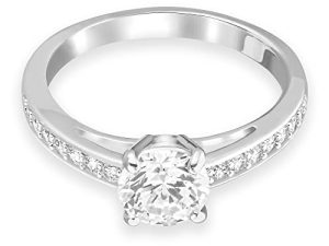 Swarovski Anillo Attract, Talla redonda, Pavé, Blanco, Baño de rodio