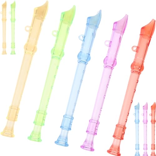 CORHAD 10 Piezas De Pequeña Transparente para Educación De La Primera Infancia Flautas De Plástico De 6 Agujeros Mini Instrumento Musical para Niños Mini Flautas De