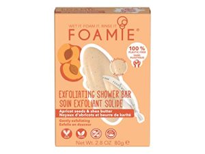 Gel de ducha solido Foamie exfoliante corporal e hidratante con semillas de albaricoque y manteca de karité 100% vegano y sin plástico 80 g