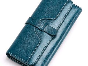 SENDEFN Cartera De Piel Auténtica para Mujer con Bloqueo RFID, Monedero Largo para Mujer con Múltiples Ranuras para Tarjetas Y Compartimento con Cremallera