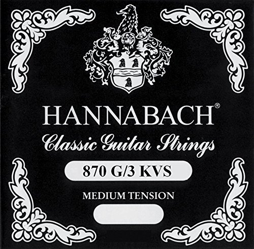 Hannabach Cuerdas para Guitarra Clásica G3/Sol3 Nylon entorchado, Entorchado de aluminio, tensión alta