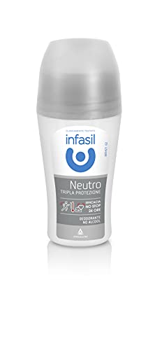Infasil Desodorante Roll On Neutro Triple Protección, eficaz contra el sudor y los malos olores, sin alcohol, 50 ml