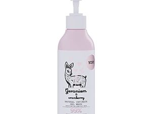 YOPE Gel de higiene íntima | Ácido láctico | Sorbitol | Pantenol | pH reducido | Regenerador | Calmante | Irritante | 99% Ingredientes naturales | Vegan formula | Geranio y Arándano | 300ml