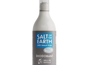 Natural Deodorant Roll On Refill by Salt of the Earth, Vetiver & Citrus – Vegan, Long Lasting Protection, Leaping Bunny Approved, Made in the UK – 525ml