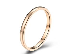 Stfery Alianzas De Acero Inoxidable 2MM Anillos De Compromiso Oro Rosa Anillo Mujer Moda para el Dia de San Valentin, 20