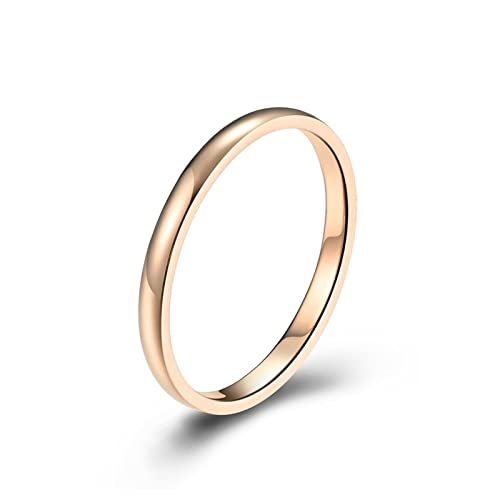 Stfery Alianzas De Acero Inoxidable 2MM Anillos De Compromiso Oro Rosa Anillo Mujer Moda para el Dia de San Valentin, 20