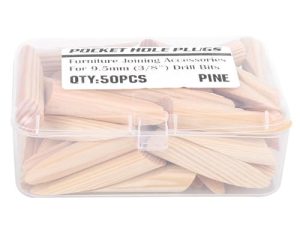 Tapones para Agujeros de Bolsillo, 50 Piezas 9.5mm Madera Maciza de Pino Kit de Tapones para Tornillos Punzón Localizador Accesorio para Rellenar Agujeros en Ángulo Cubrir