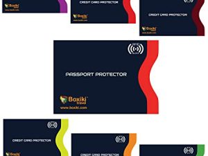 Boxiki Travel Fundas de Bloqueo RFID para Pasaporte y Tarjetas de crédito (Navy Blue – 7 pcs)