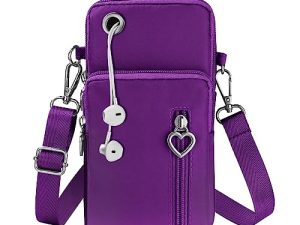 Aucuu Bolsos Cruzados Pequeños para Mujer, Bolsos Cruzados, Bolso para Teléfono Celular, Bolso Cruzado de Viaje, Bolso de Hombro para Teléfono Celular, Bolso para el Brazo, Monedero/Púrpura