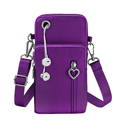 Aucuu Bolsos Cruzados Pequeños para Mujer, Bolsos Cruzados, Bolso para Teléfono Celular, Bolso Cruzado de Viaje, Bolso de Hombro para Teléfono Celular, Bolso para el Brazo, Monedero/Púrpura
