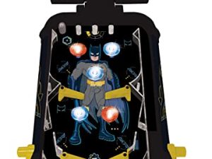 Lexibook Máquina de Pinball electrónica Batman, Divertidos Sonidos y Efectos de luz, 5 obstáculos, Funciona con 3 Pilas LR14, Negro/Amarillo, Color