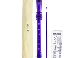 World Rhythm Flauta dulce soprano escolar de 3 piezas, incluye barra de limpieza, tabla de dedos y bolsa de transporte, color morado – World Rhythm WR-804