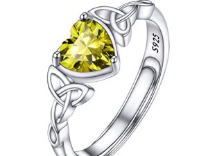 PROSILVER Anillo de Compromiso Mujer Plata 925, Anillo Nudo Trinidad con Peridoto