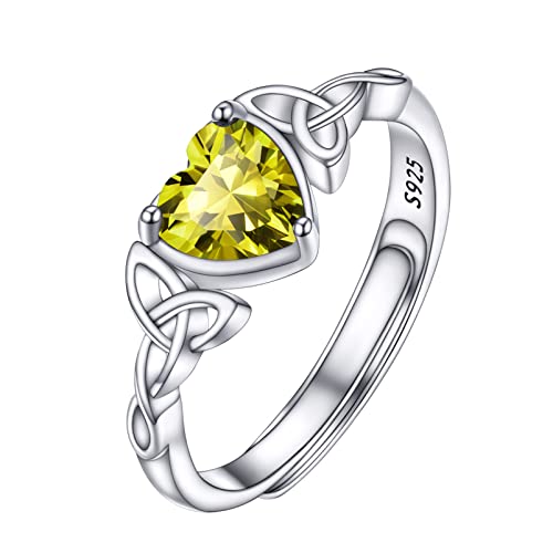 PROSILVER Anillo de Compromiso Mujer Plata 925, Anillo Nudo Trinidad con Peridoto