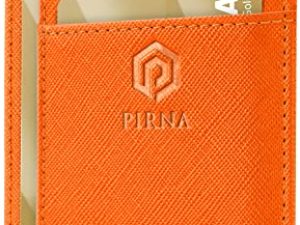 PIRNA Carteras de Mujer Pequeñas con Bloqueo RFID – Cartera Tarjetero Mujer y Hombre con Caja de Regalo – Tarjeteros Mujer Tarjetas Credito – Naranja