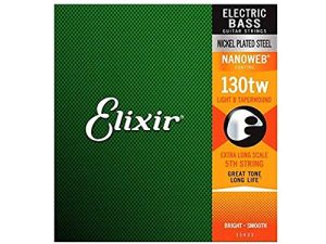 Quinta cuerda para bajo Elixir Strings de acero niquelado con recubrimiento NANOWEB, escala extralarga, calibre ligero B Taperwound (.130)