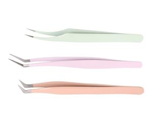 Juego de Pinzas para Pestañas de Acero Inoxidable, 3 uds., Herramientas Aplicadoras de Pestañas Suaves para Extensión de Pestañas Postizas, Salón en Casa