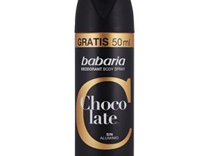 Babaria – Desodorante Body Spray Chocolate, Sin Aluminio, Contiene Aloe Vera, Hidrata y Perfuma, Apto para Todo Tipo de Pieles, Hombre, Vegano – 200 ml