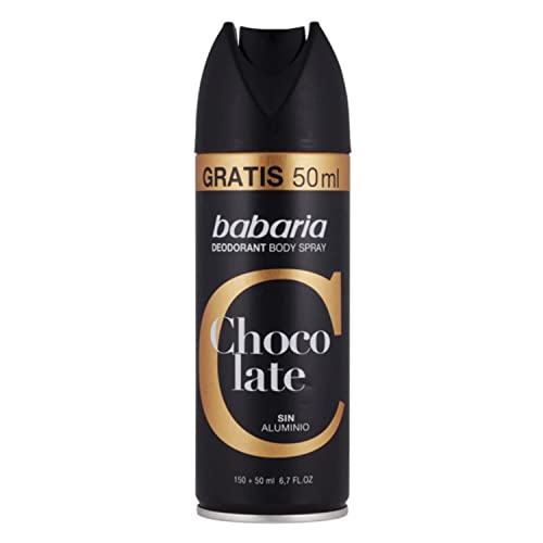 Babaria - Desodorante Body Spray Chocolate, Sin Aluminio, Contiene Aloe Vera, Hidrata y Perfuma, Apto para Todo Tipo de Pieles, Hombre, Vegano - 200 ml