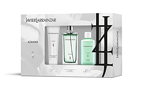 JAVIER LARRAINZAR - Azahar, Estuche de Regalo Mujer, Perfume Mujer Spray 100 ml + Crema Cuerpo 75 ml + Gel de Baño 100 ml, Eau de Parfum Femenino, Aroma Cítrico y Floral, Fragancia Fresca y Duradera