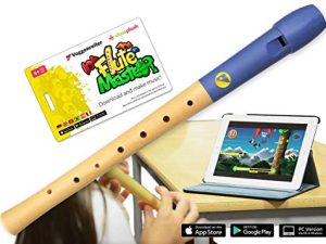 Voggenreiter 1142-7 – Flauta dulce (madera y plástico, para niños a partir de 6 años y principiantes, incluye Flute Master (aplicación de aprendizaje), digitación alemana y cabeza de silbato azul