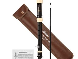 Flauta Soprano Eastar para Principiantes, Estilo Barroco, Clave C, Kit de Limpieza, Descanso para el Pulgar, Bolsa, Tabla de Digitación, Marrón, ERS-21BB.