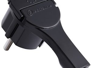 Electraline 523069 Clavija Estra Plana 90°, Schuko, Negro