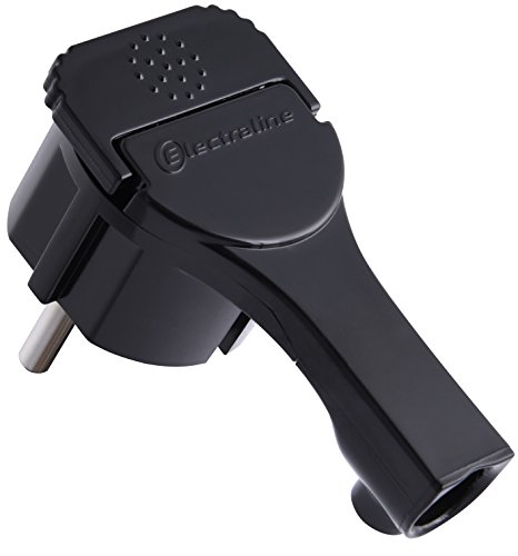 Electraline 523069 Clavija Estra Plana 90°, Schuko, Negro