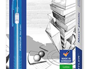 STAEDTLER Mars Plastic 528 50 – Portagomas en forma de lápiz con clip de plástico. Caja con 10 portagomas, multicolor