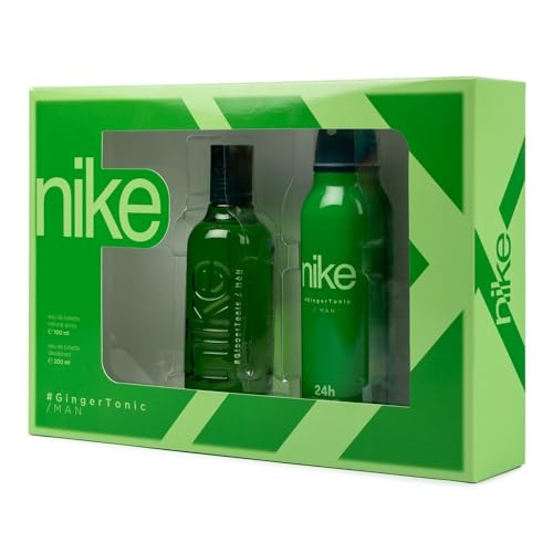 NIKE - Ginger Tonic, Estuche de Regalo Hombre, Colonia 100 ml + Desodorante Spray 200 ml, Eau de Toilette Natural y Masculina, Aroma Cítrico y Floral, Fragancia Fresca y de Larga Duración