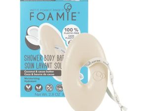 Gel de ducha 2 en 1 solido Foamie para pieles seca con extracto de cacao y aceite de coco hidratante para la piel 100% vegano y sin plástico 80 g