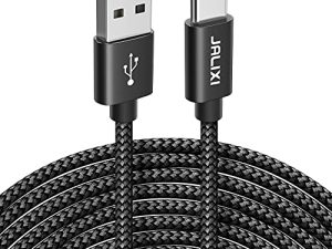 JALIXI Cable Mando PS5 3M, Cable USB C Large Carga Rápida de Nailon para Mando Playstation 5, Xbox Serie X S, Samsung Galaxy Tab A7 A8, S23 S22 S21 A55 A54 A35 A25 A15 A14, Negro