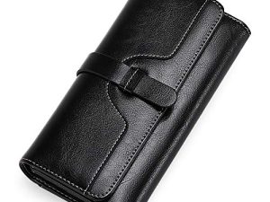 SENDEFN Cartera De Piel Auténtica para Mujer con Bloqueo RFID, Monedero Largo para Mujer con Múltiples Ranuras para Tarjetas Y Compartimento con Cremallera