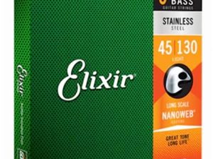Elixir Cuerdas de bajo de 5 cuerdas Strings de acero inoxidable con recubrimiento NANOWEB, escala larga, calibre ligero, 5-String Light(45-130)
