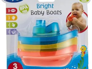 Playgro Barquitos Flotantes, 3 piezas, Sin BPA, Desde los 6 Meses, Bright Baby Boats, Azul/Rojo/Amarillo, 40146 (0183454)