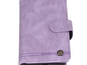 Caja de la Cartera, Cuero Suave Anti de la Caja del Cuero de la PU de la Huella Dactilar Amistoso con el Soporte del Teléfono Móvil (Púrpura)