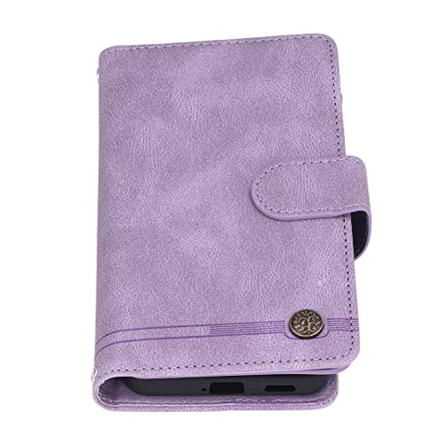 Caja de la Cartera, Cuero Suave Anti de la Caja del Cuero de la PU de la Huella Dactilar Amistoso con el Soporte del Teléfono Móvil (Púrpura)