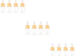 minkissy 12 Piezas botella de goteros de perfume cuentagotas de cristal l novel novela botella dispensadora de gotero de vidrio frasco gotero cosmético grano de madera botella cuentagotas
