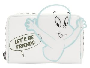 Loungefly Casper the Friendly Ghost Glow Cartera con cremallera alrededor, Blanco, Plegable
