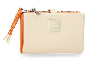 Pepe Jeans Bea Cartera con Tarjetero Beige 14,5x9x2 cms Piel sintética