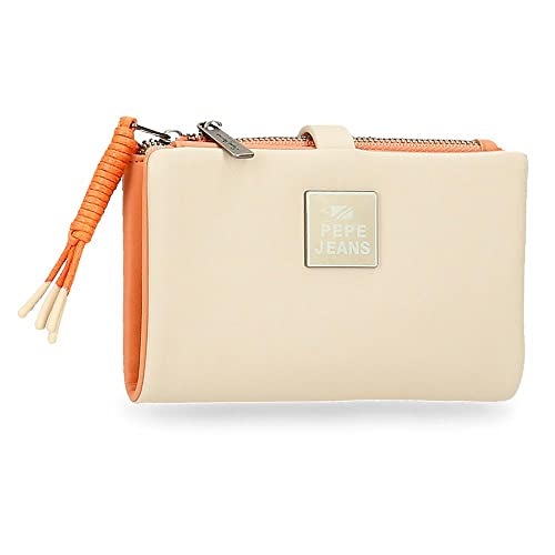 Pepe Jeans Bea Cartera con Tarjetero Beige 14,5x9x2 cms Piel sintética