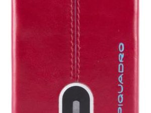 Piquadro Porta Carte di credito metallico orgz.to in Pelle, Accesorio de Viaje-Billetera Unisex Adulto, Rosso, Talla única