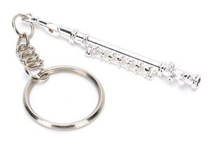 Akozon Elegante Llavero de Flauta, Llavero de Metal Plateado, Decoraciones únicas de Adornos para Instrumentos Musicales, Regalo de Calidad Resistente a la Corrosión para Amantes