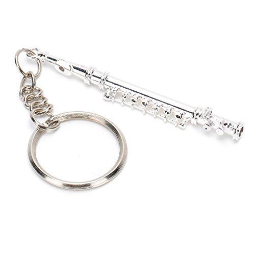 Akozon Elegante Llavero de Flauta, Llavero de Metal Plateado, Decoraciones únicas de Adornos para Instrumentos Musicales, Regalo de Calidad Resistente a la Corrosión para Amantes