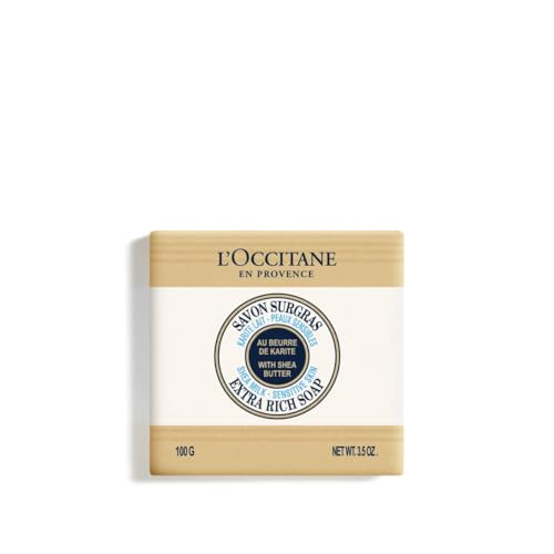 L'OCCITANE Jabón Extra Suave de Karité - Aroma Vigorizante de Cítricos, Sin Aceite de Palma, Cuidado de Belleza Duradero y Lujoso, Hidrata Intensamente, 100 g