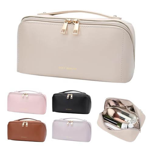 GOLF QUALITY Neceser Mujer de PU Impermeable, con Compartimento, Maquillaje de Viaje, Makeup Bag Apertura Diagonal,Bolsa de Aseo Grande Organizador para Mujeres