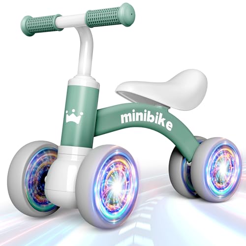 HappyGoLucky Bicicleta sin Pedales Niños 1 2 3 Años, Juguete Niños 1 Año Bici Bebe con Cuatro Ruedas Luminosas, Regalo Bebe Correpasillos Bebe 1 año como Regalo Cumpleaños Navidad