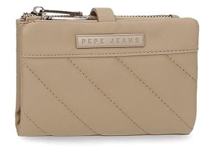 Pepe Jeans Kylie Cartera con Tarjetero Beige 14,5x9x2 cms Piel sintética