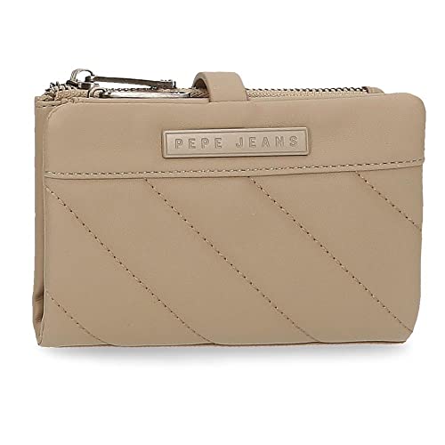 Pepe Jeans Kylie Cartera con Tarjetero Beige 14,5x9x2 cms Piel sintética