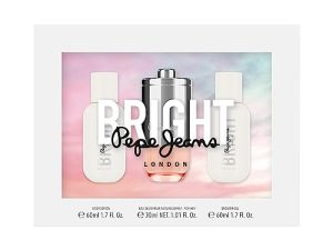 Pepe Jeans Bright For Her Estuche Regalo Perfumes de Mujer Pack de 3 Piezas Eau de Parfum 30ml, Body Lotion 60ml y Shower Gel 60ml Set Fragancia Chipre y Floral